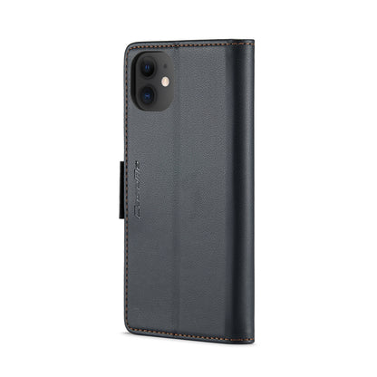 iPhone 11 Leather Wallet Case - RFID Blocking, Stand Function, Card Slots