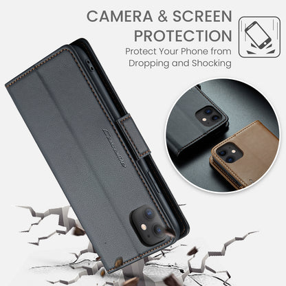 iPhone 11 Leather Wallet Case - RFID Blocking, Stand Function, Card Slots