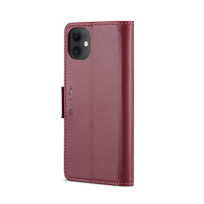 iPhone 11 Leather Wallet Case - RFID Blocking, Stand Function, Card Slots