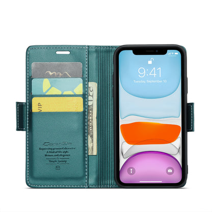 iPhone 11 Leather Wallet Case - RFID Blocking, Stand Function, Card Slots