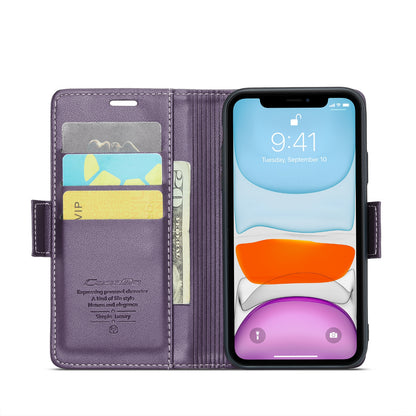 iPhone 11 Leather Wallet Case - RFID Blocking, Stand Function, Card Slots