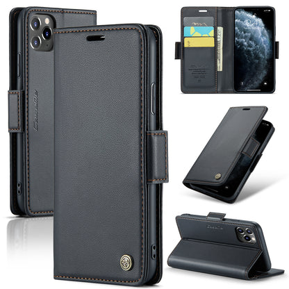 iPhone 11 Pro Leather Wallet Case - RFID Blocking, Stand Function, Card Slots