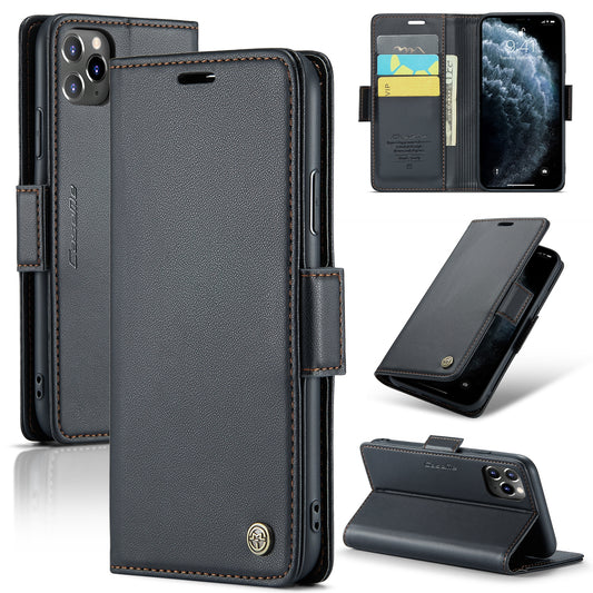 iPhone 11 Pro Leather Wallet Case - RFID Blocking, Stand Function, Card Slots