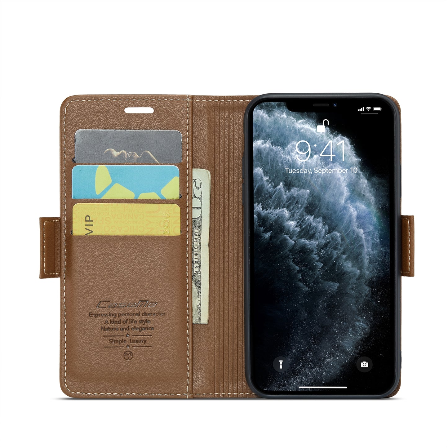 iPhone 11 Pro Leather Wallet Case - RFID Blocking, Stand Function, Card Slots