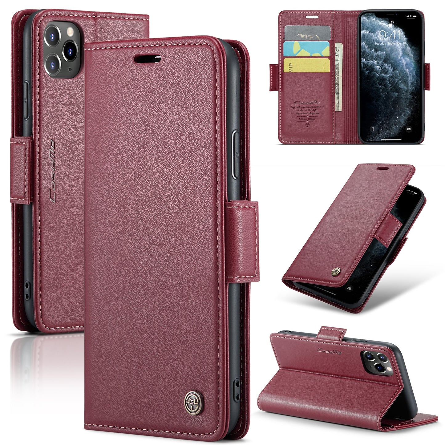iPhone 11 Pro Leather Wallet Case - RFID Blocking, Stand Function, Card Slots