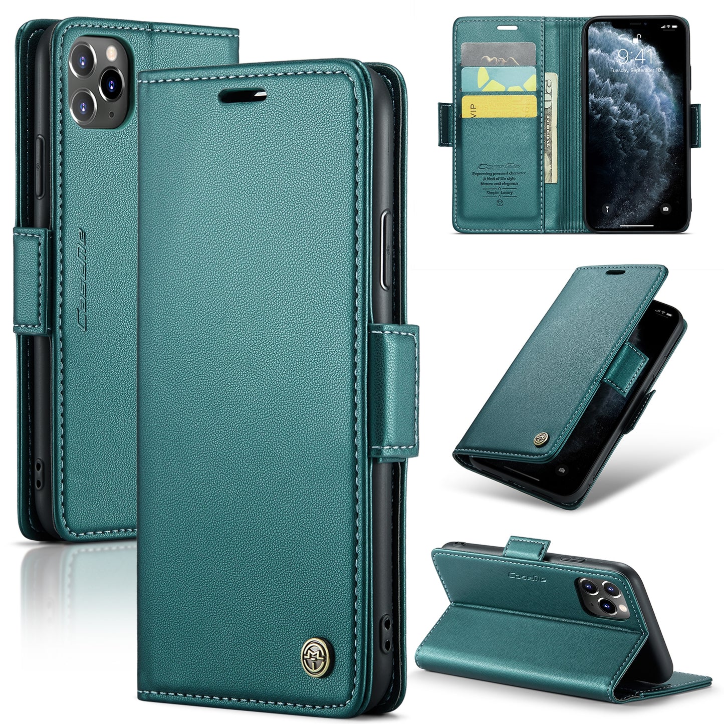 iPhone 11 Pro Leather Wallet Case - RFID Blocking, Stand Function, Card Slots