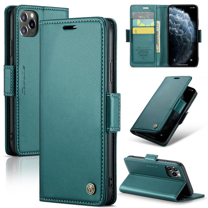 iPhone 11 Pro Leather Wallet Case - RFID Blocking, Stand Function, Card Slots