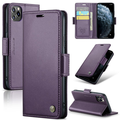 iPhone 11 Pro Max Leather Wallet Case - RFID Blocking, Stand Function, Card Slots
