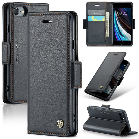 iPhone 7 Leather Wallet Case - RFID Blocking, Stand Function, Card Slots