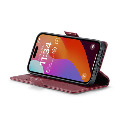 iPhone 15 Pro Leather Wallet Case - RFID Blocking, Stand Function, Card Slots