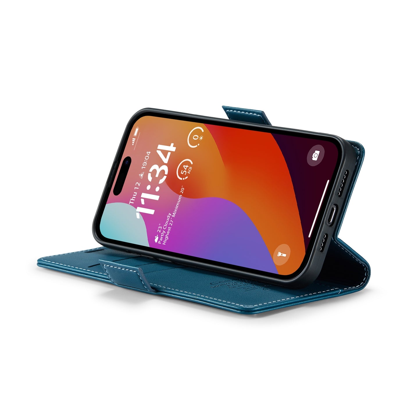 iPhone 15 Pro Leather Wallet Case - RFID Blocking, Stand Function, Card Slots