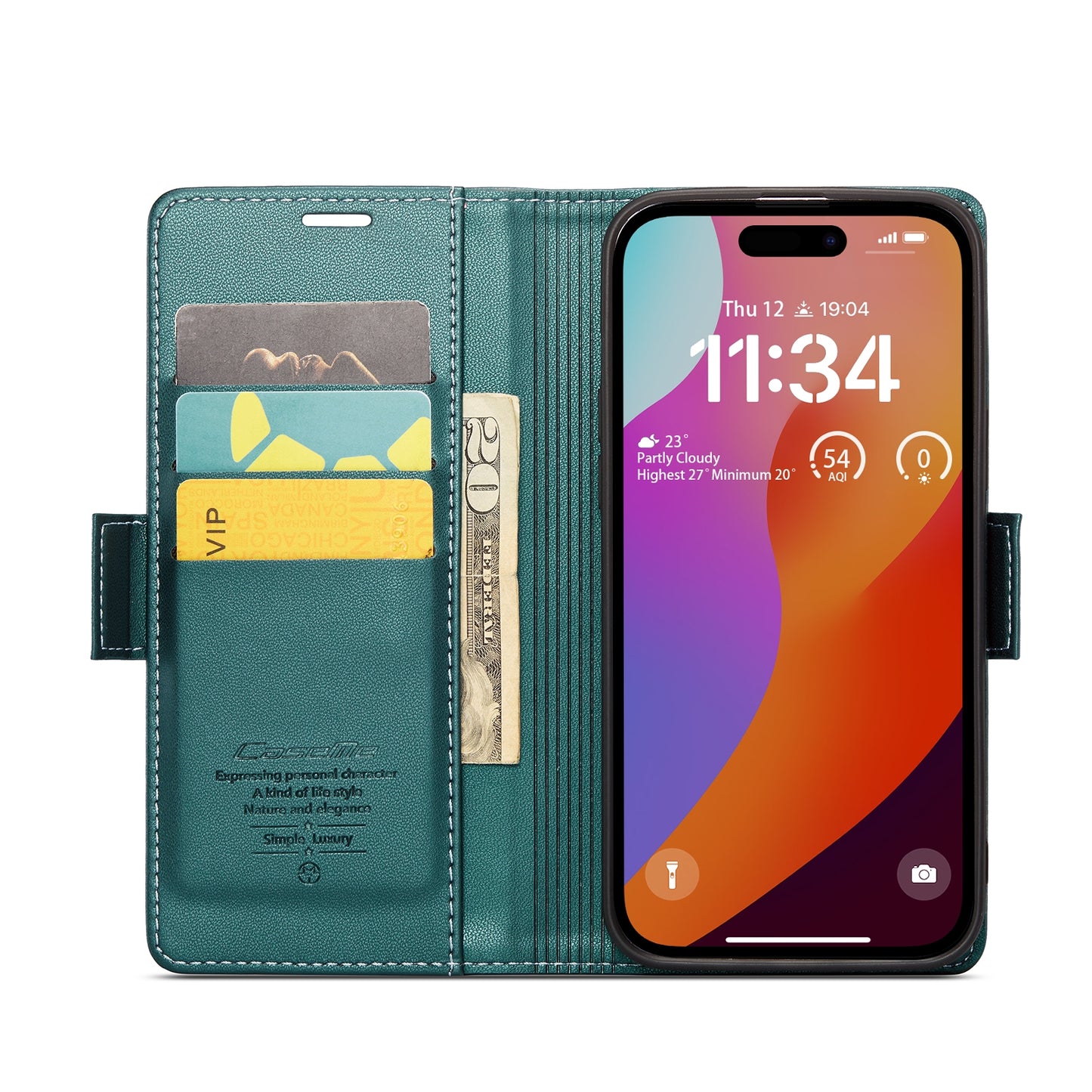 iPhone 15 Pro Leather Wallet Case - RFID Blocking, Stand Function, Card Slots