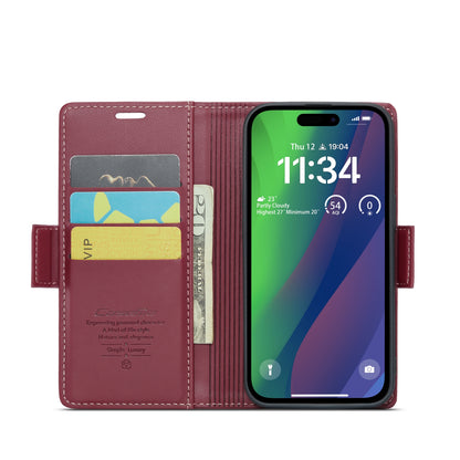 iPhone 15 Plus Leather Wallet Case - RFID Blocking, Stand Function, Card Slots