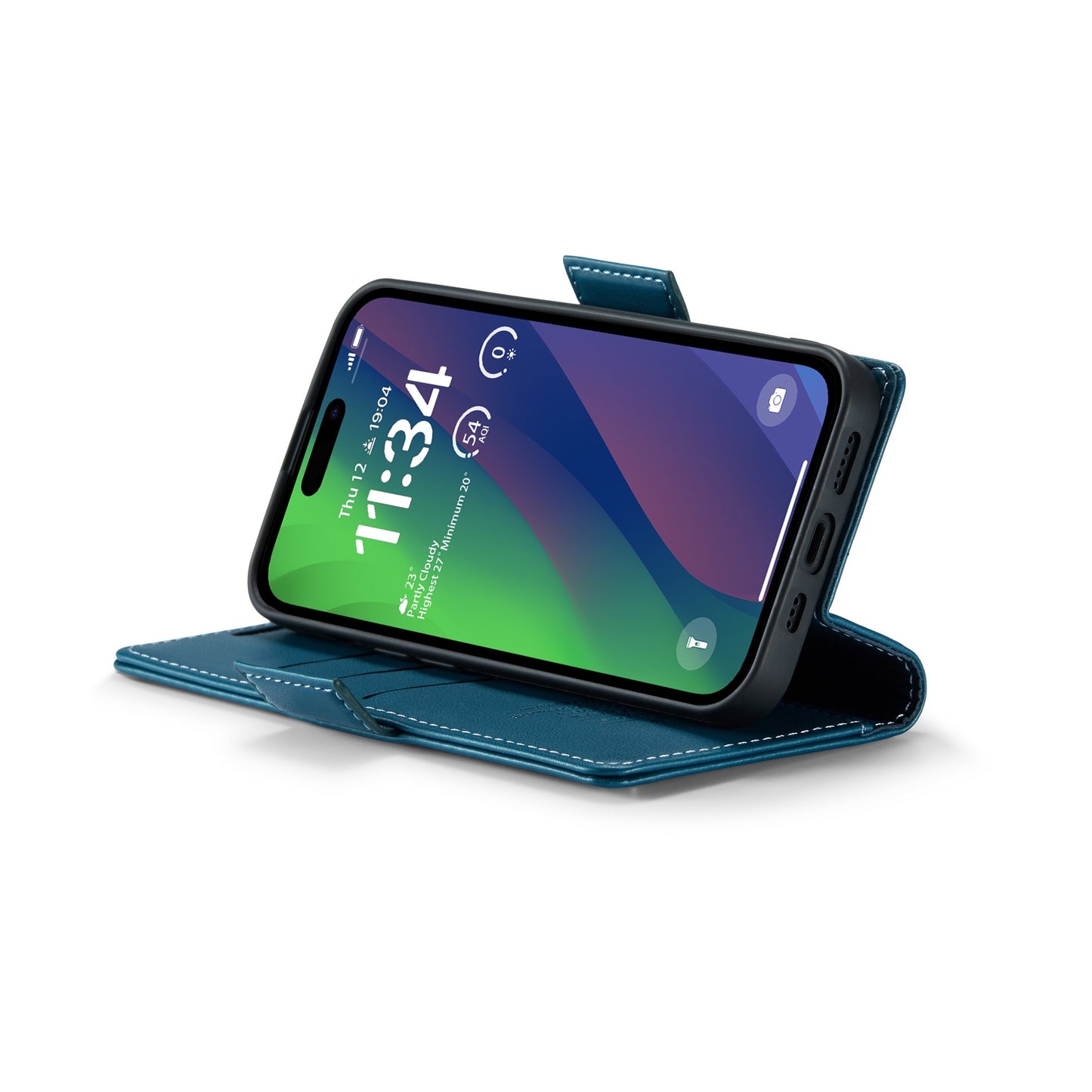 iPhone 15 Plus Leather Wallet Case - RFID Blocking, Stand Function, Card Slots