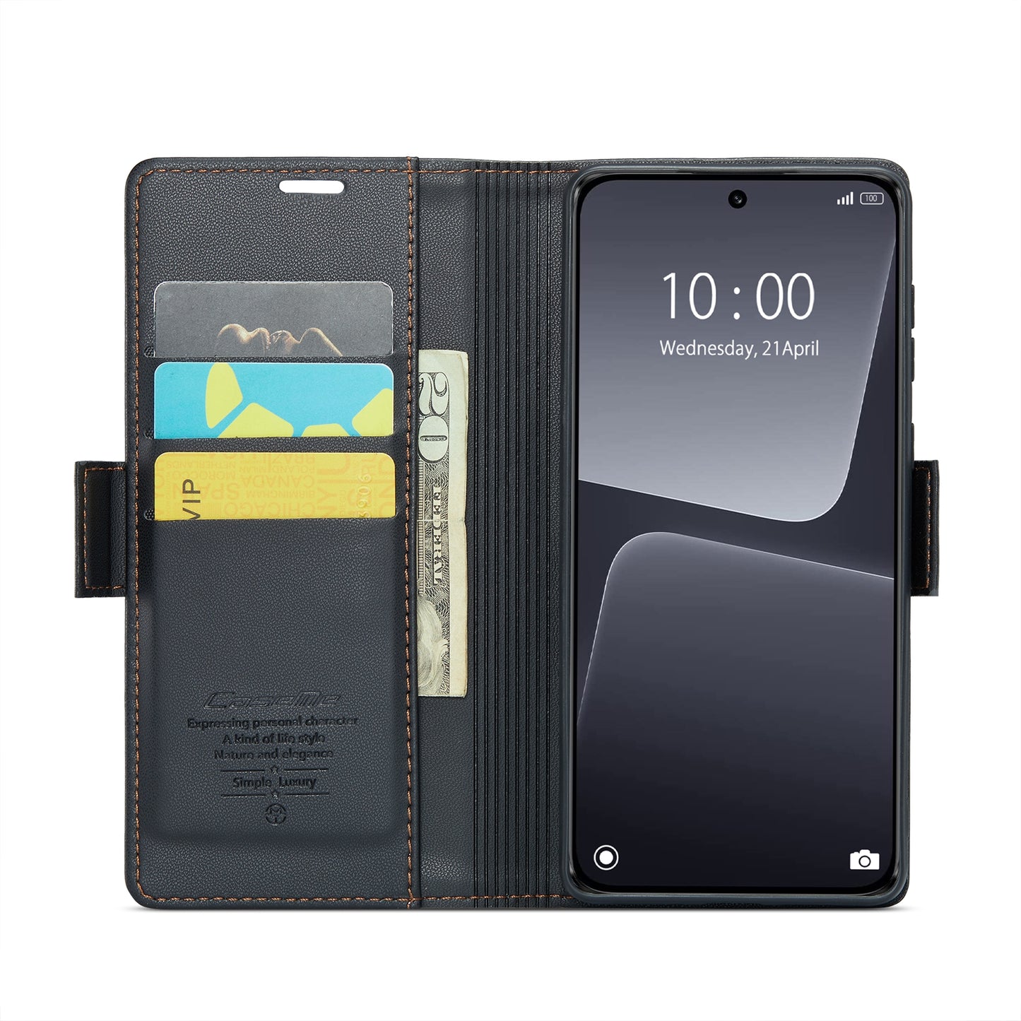 Xiaomi 13 Leather Wallet Case - RFID Blocking, Stand Function, Card Slots