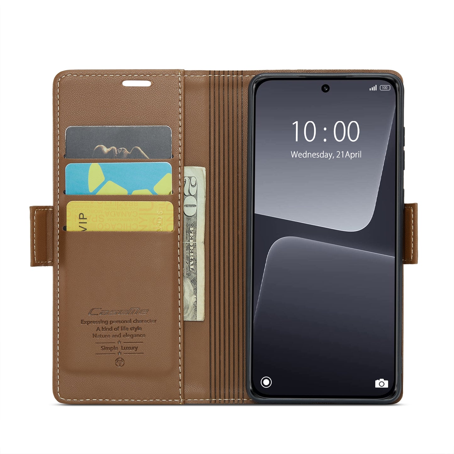Xiaomi 13 Leather Wallet Case - RFID Blocking, Stand Function, Card Slots