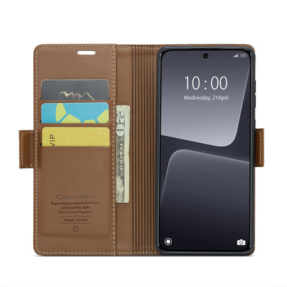Xiaomi 13 Leather Wallet Case - RFID Blocking, Stand Function, Card Slots
