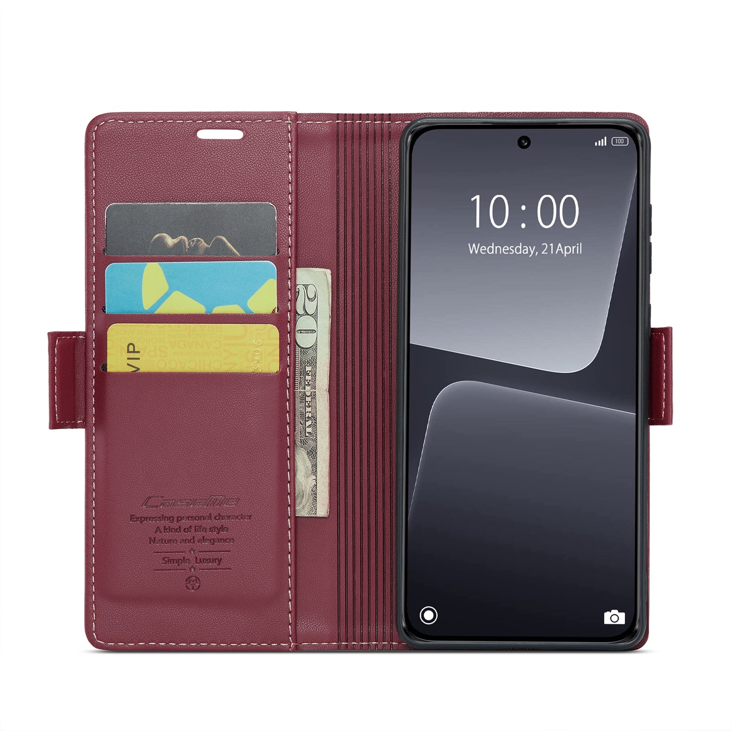 Xiaomi 13 Leather Wallet Case - RFID Blocking, Stand Function, Card Slots
