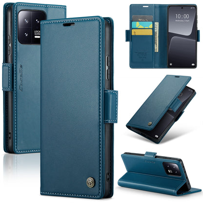 Xiaomi 13 Leather Wallet Case - RFID Blocking, Stand Function, Card Slots