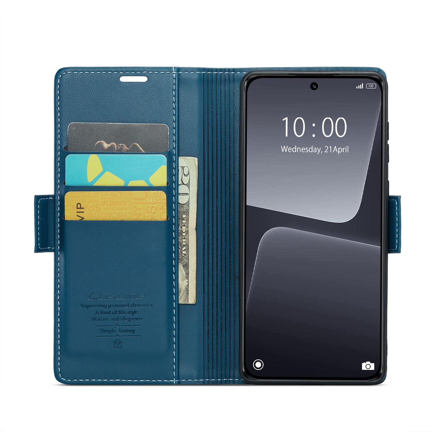 Xiaomi 13 Leather Wallet Case - RFID Blocking, Stand Function, Card Slots