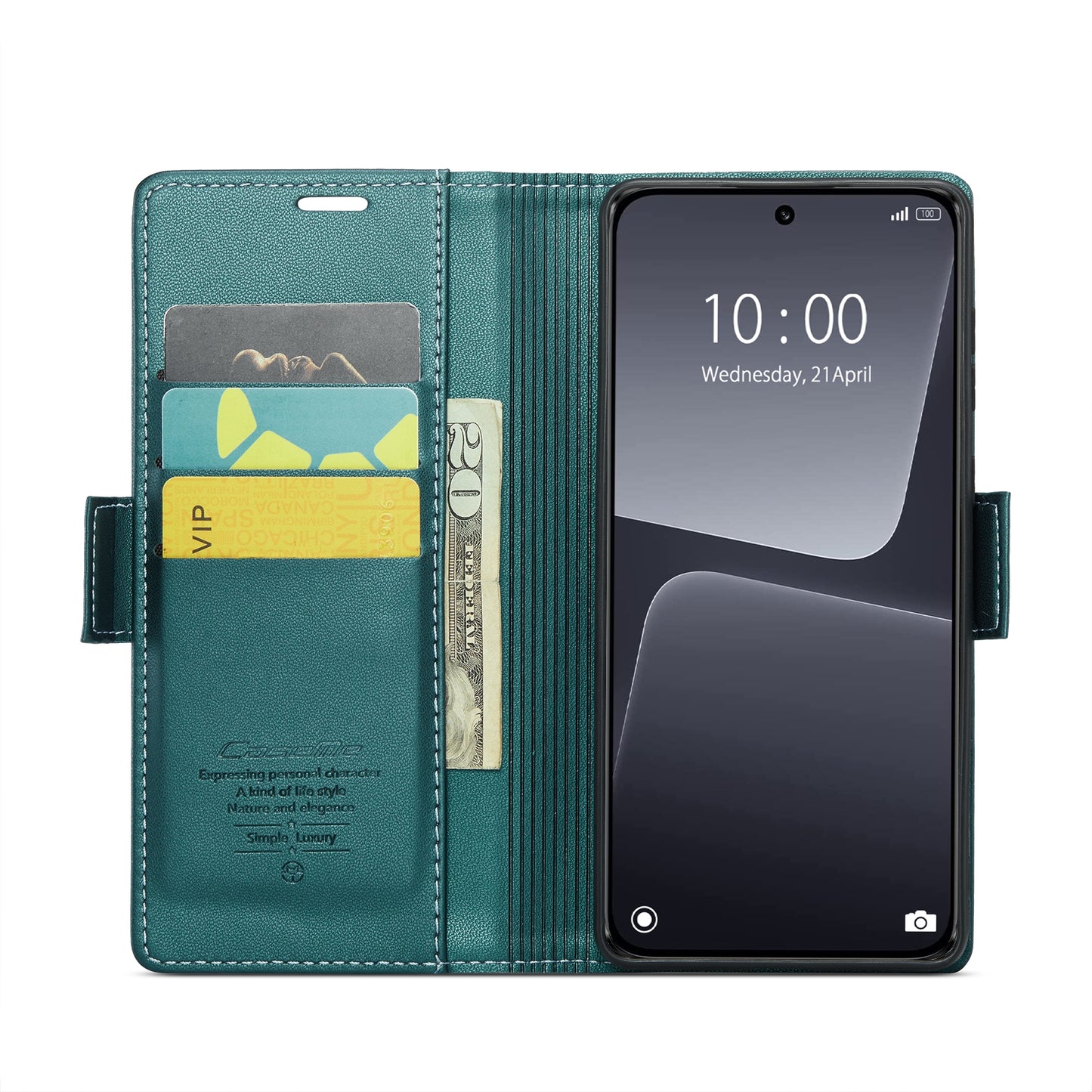Xiaomi 13 Leather Wallet Case - RFID Blocking, Stand Function, Card Slots