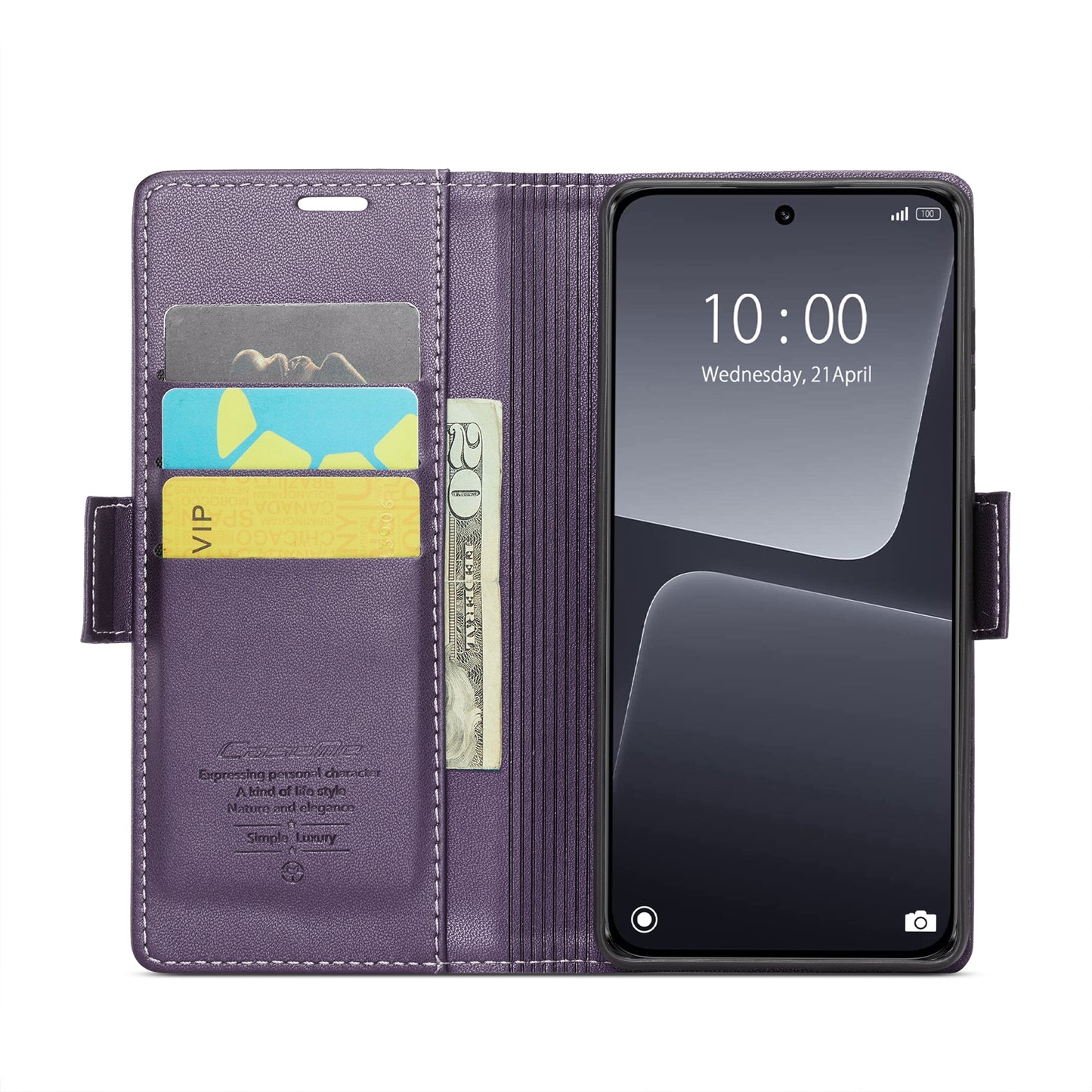 Xiaomi 13 Leather Wallet Case - RFID Blocking, Stand Function, Card Slots