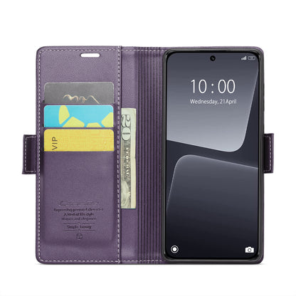 Xiaomi 13 Leather Wallet Case - RFID Blocking, Stand Function, Card Slots