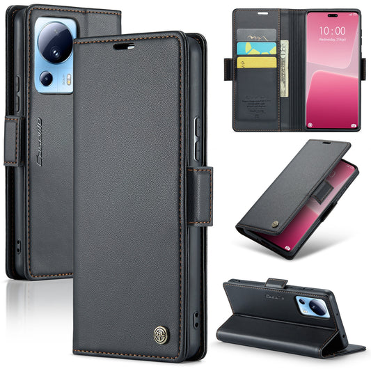 Xiaomi 13 Lite Leather Wallet Case - RFID Blocking, Stand Function, Card Slots