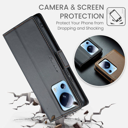 Xiaomi 13 Lite Leather Wallet Case - RFID Blocking, Stand Function, Card Slots