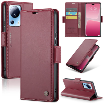 Xiaomi 13 Lite Leather Wallet Case - RFID Blocking, Stand Function, Card Slots