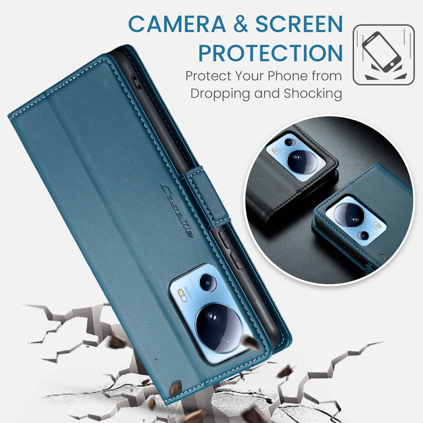 Xiaomi 13 Lite Leather Wallet Case - RFID Blocking, Stand Function, Card Slots