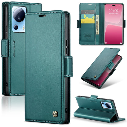 Xiaomi 13 Lite Leather Wallet Case - RFID Blocking, Stand Function, Card Slots