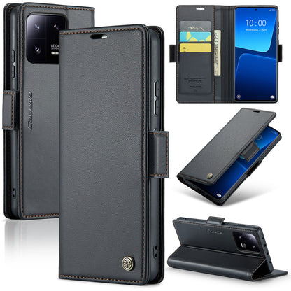 Xiaomi 13 Pro Leather Wallet Case - RFID Blocking, Stand Function, Card Slots