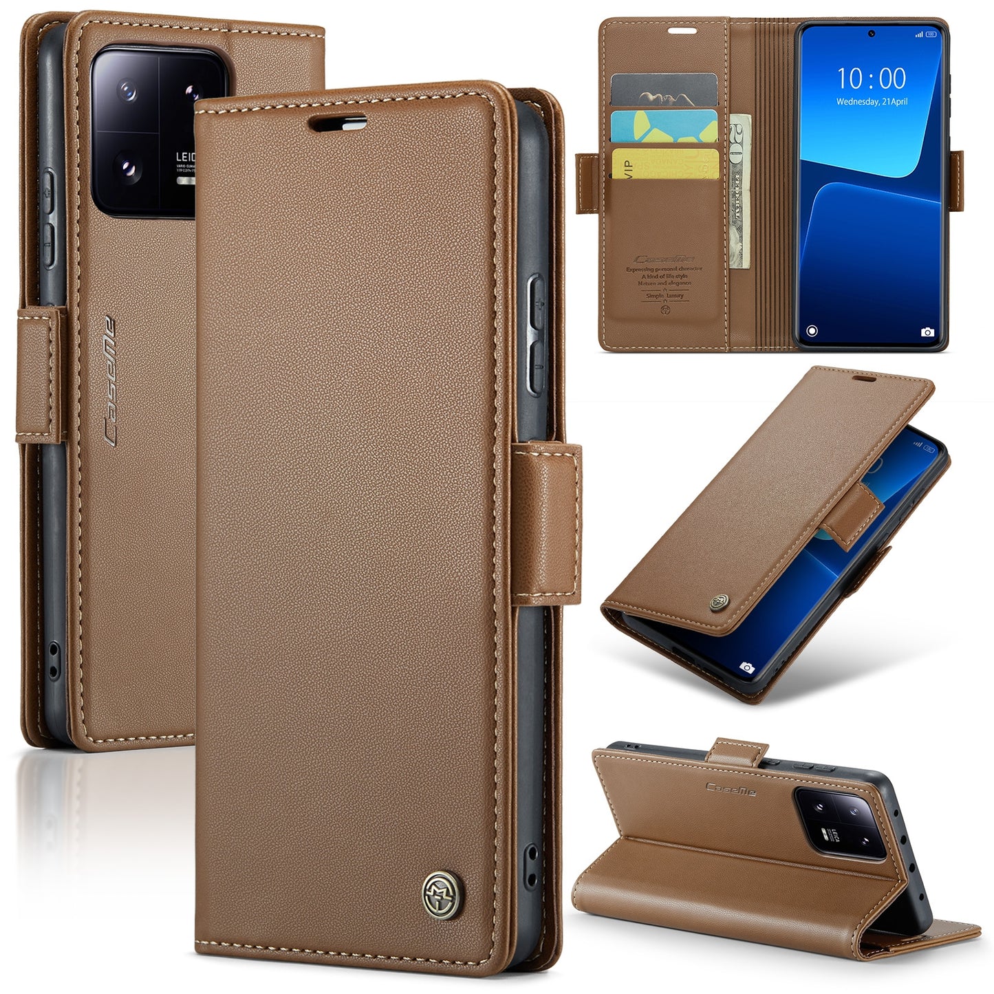 Xiaomi 13 Pro Leather Wallet Case - RFID Blocking, Stand Function, Card Slots