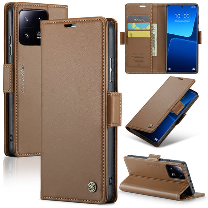 Xiaomi 13 Pro Leather Wallet Case - RFID Blocking, Stand Function, Card Slots