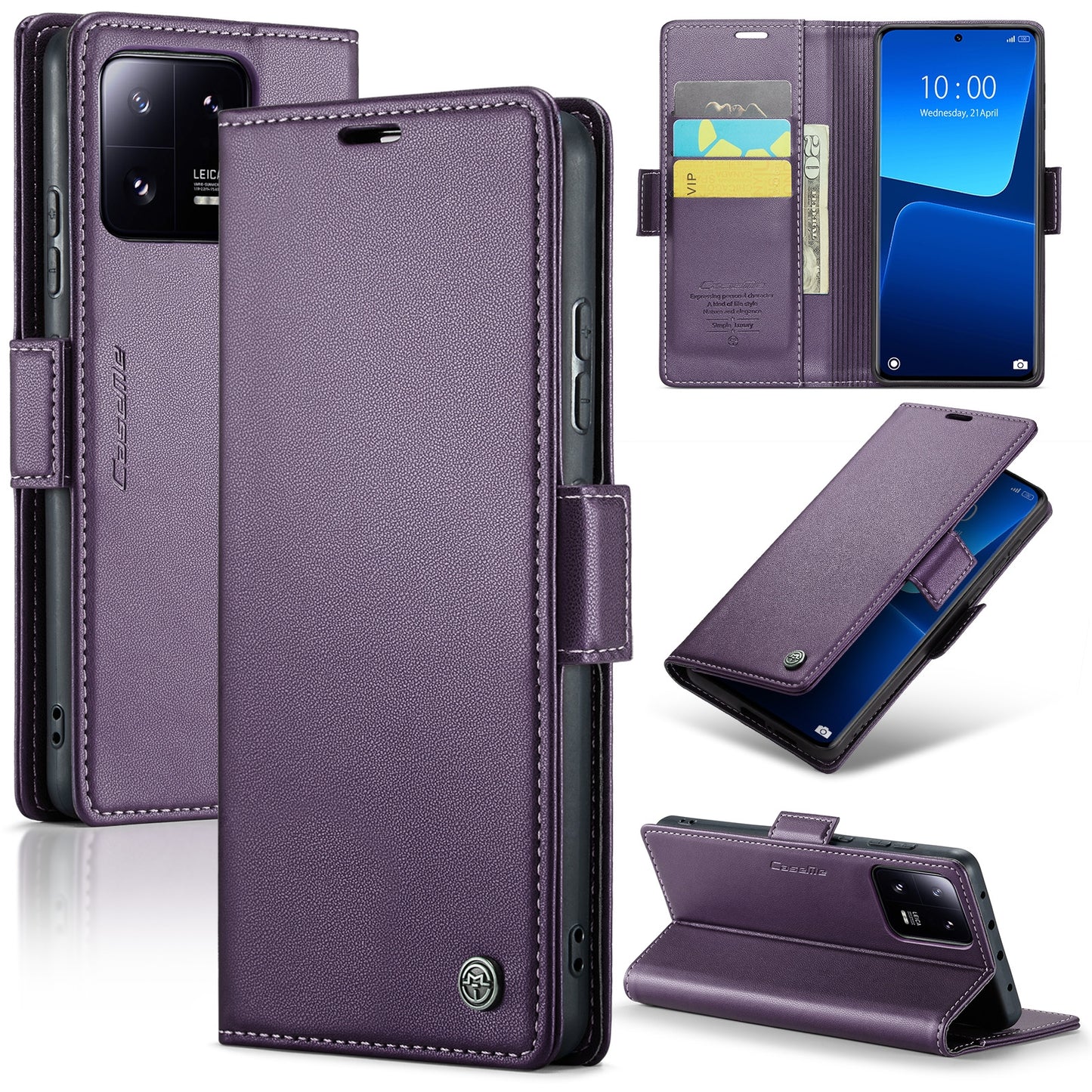 Xiaomi 13 Pro Leather Wallet Case - RFID Blocking, Stand Function, Card Slots