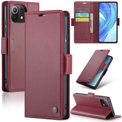 Xiaomi Mi 11 Lite Leather Wallet Case - RFID Blocking, Stand Function, Card Slots