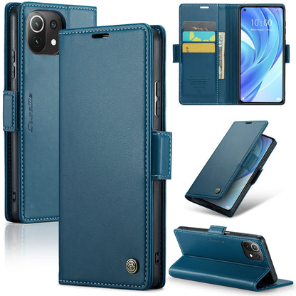 Xiaomi Mi 11 Lite Leather Wallet Case - RFID Blocking, Stand Function, Card Slots