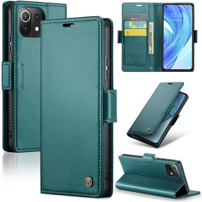 Xiaomi Mi 11 Lite Leather Wallet Case - RFID Blocking, Stand Function, Card Slots