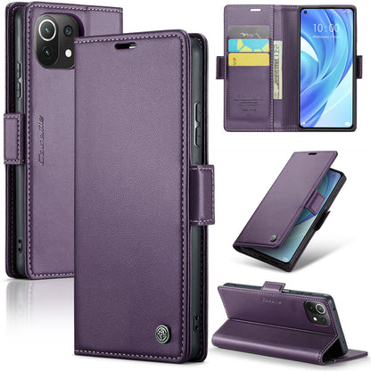 Xiaomi Mi 11 Lite Leather Wallet Case - RFID Blocking, Stand Function, Card Slots