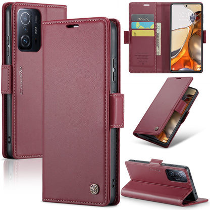 Xiaomi 11T/11T Pro Leather Wallet Case - RFID Blocking, Stand Function, Card Slots