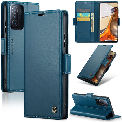 Xiaomi 11T/11T Pro Leather Wallet Case - RFID Blocking, Stand Function, Card Slots