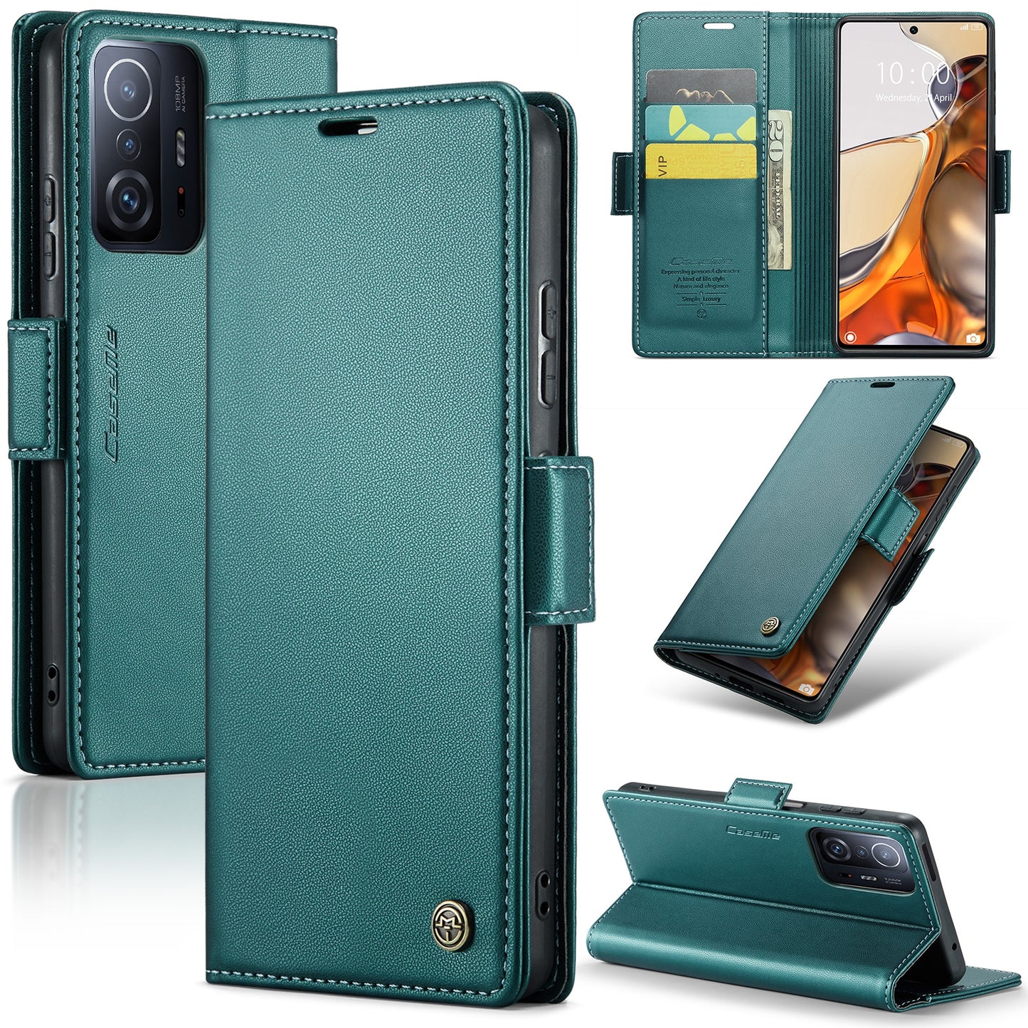 Xiaomi 11T/11T Pro Leather Wallet Case - RFID Blocking, Stand Function, Card Slots