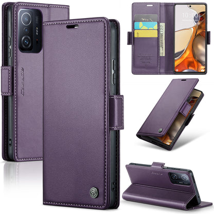 Xiaomi 11T/11T Pro Leather Wallet Case - RFID Blocking, Stand Function, Card Slots