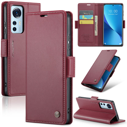 Xiaomi 12X Leather Wallet Case - RFID Blocking, Stand Function, Card Slots