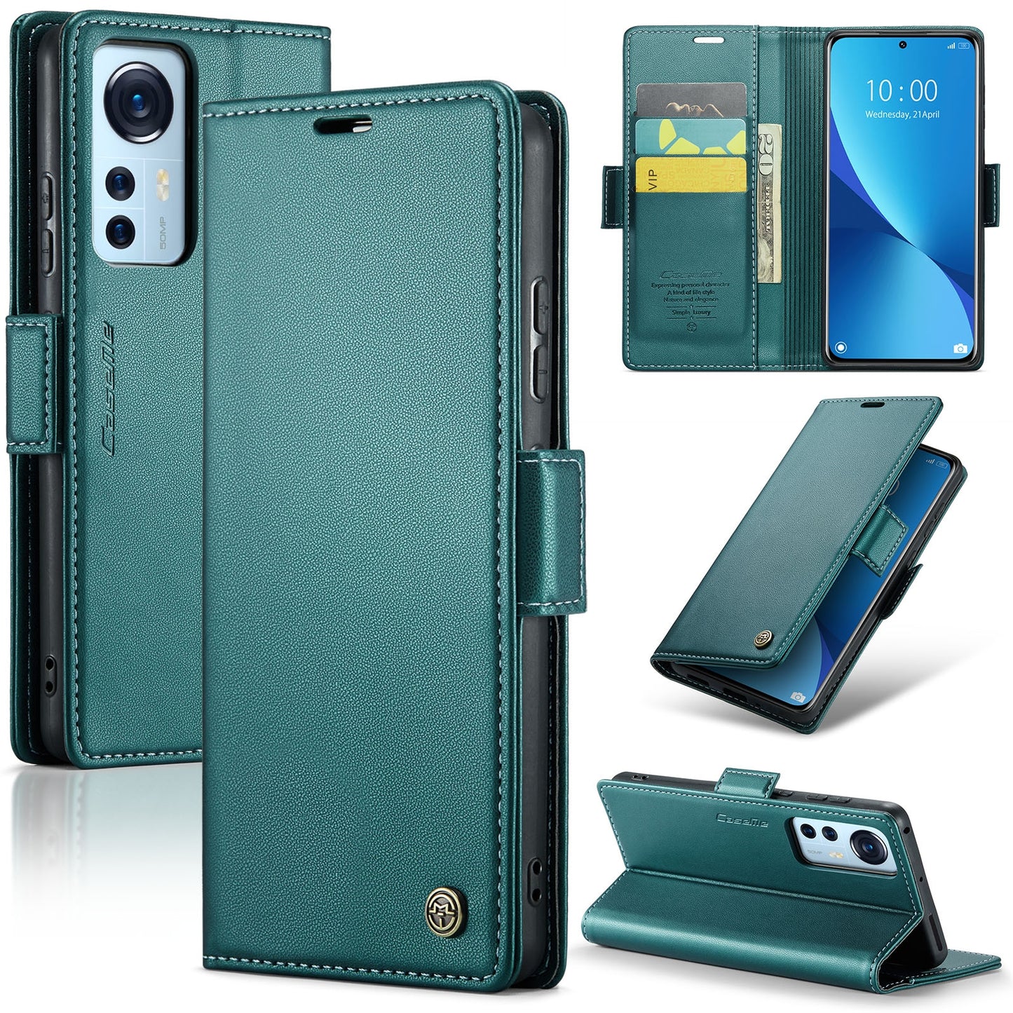Xiaomi 12/12S Leather Wallet Case - RFID Blocking, Stand Function, Card Slots