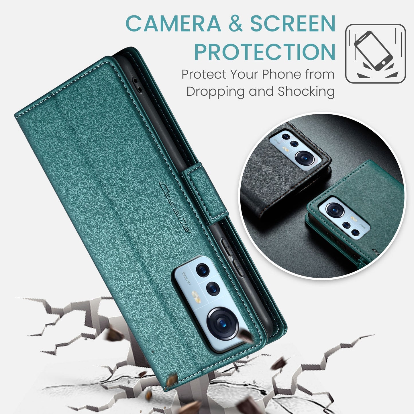 Xiaomi 12X Leather Wallet Case - RFID Blocking, Stand Function, Card Slots