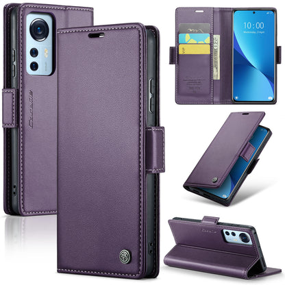 Xiaomi 12/12S Leather Wallet Case - RFID Blocking, Stand Function, Card Slots