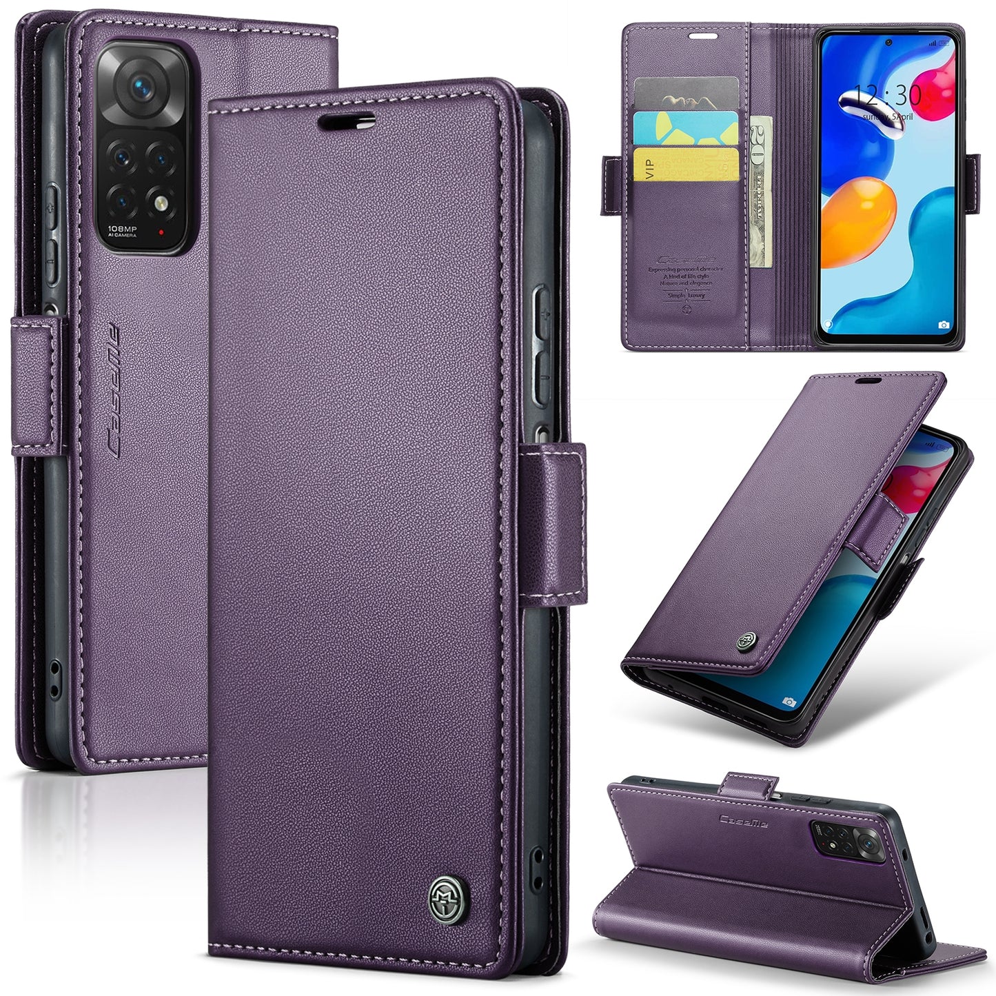 Xiaomi Redmi Note 11 4G Global Leather Wallet Case - RFID Blocking, Stand Function, Card Slots