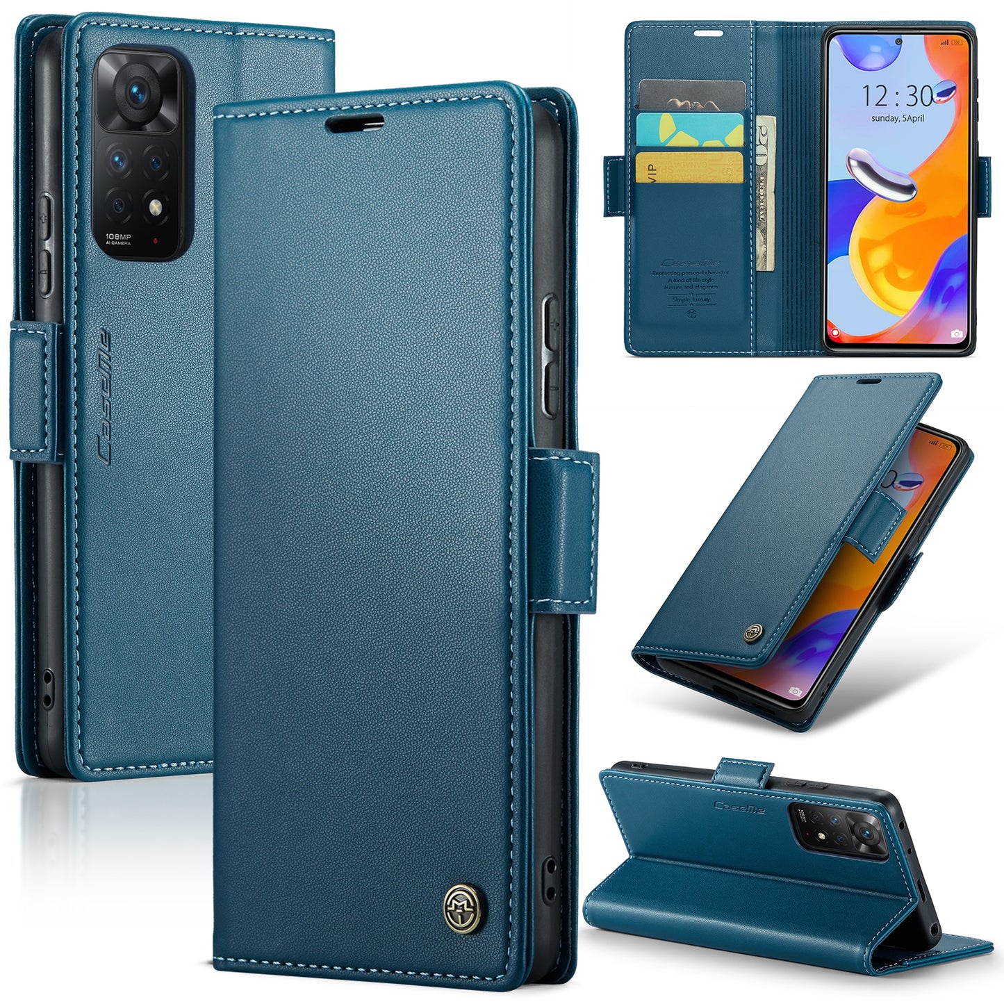 Xiaomi Redmi Note 11 Pro Global Leather Wallet Case - RFID Blocking, Stand Function, Card Slots